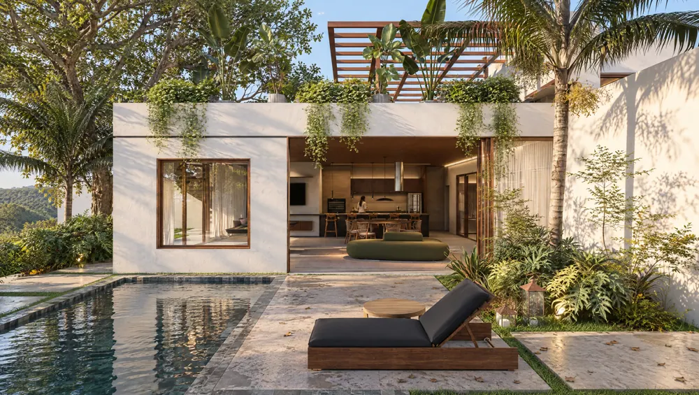 Residencial: piscina e casa da Residência CC
