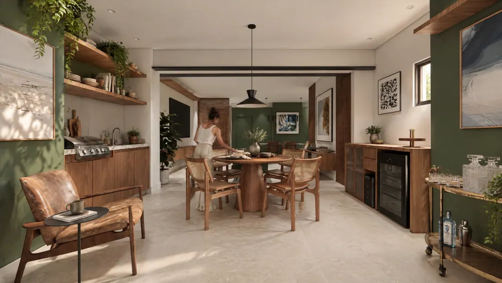 Apartamento PF, jantar e bar