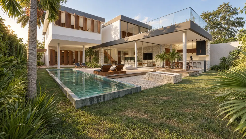 Residência RM: fundos com piscina